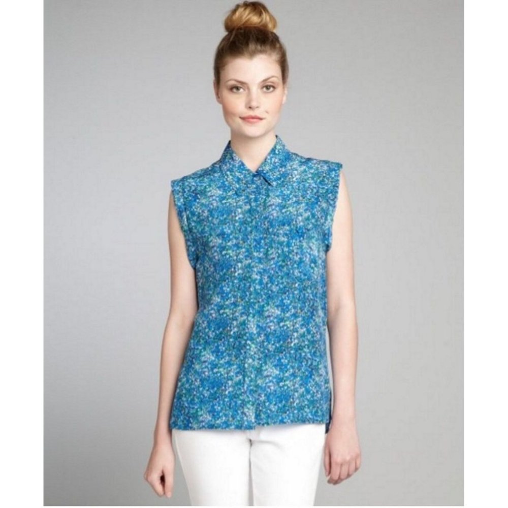 $235 WINTER KATE Nicole Richie COBALT PLATTER SILK Tank ( S )